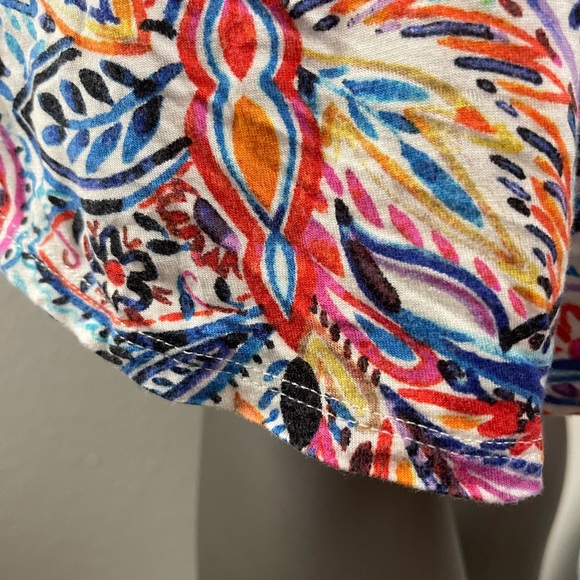 Cupio Dress L Colorful White Leaf Print Viscose High Neck Summer Knee Length - Picture 6 of 9